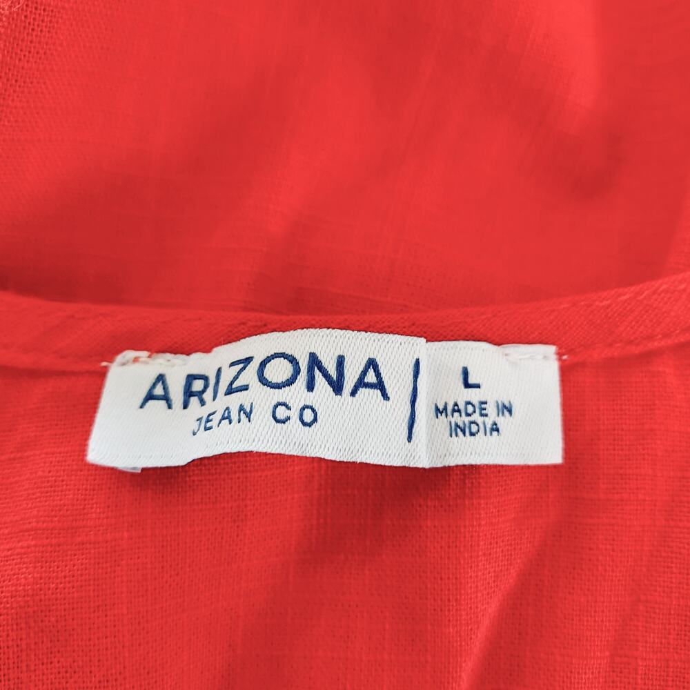 NEW Arizona Red Orange Sleeveless Tiered Knee Length Dress Size L - Picture 13 of 15